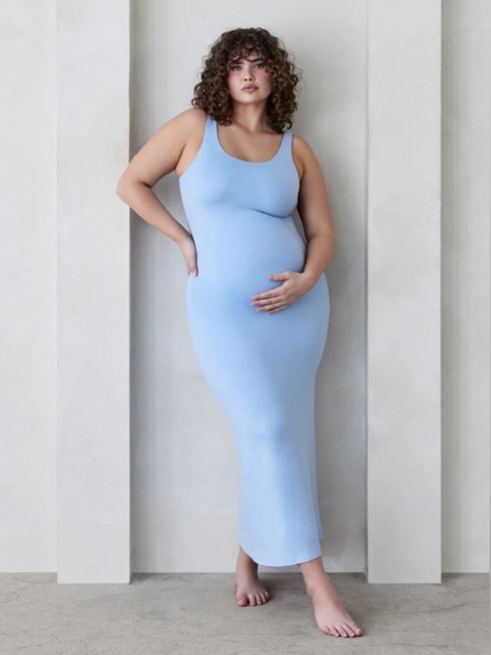 Bumpsuit The Brigitte Maternity Dress small 0832 baby blue light pencil